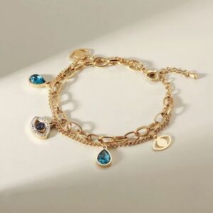 Elegant Gold and Blue Charm Bracelet